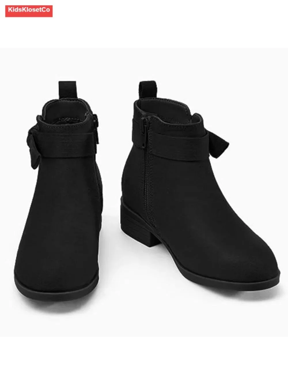 Girls Toddler Bow Knot Ankle Boots Chunky Heel Side Zipper Cute Dress Booties